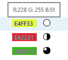 Colour Picker showing RGB hover text